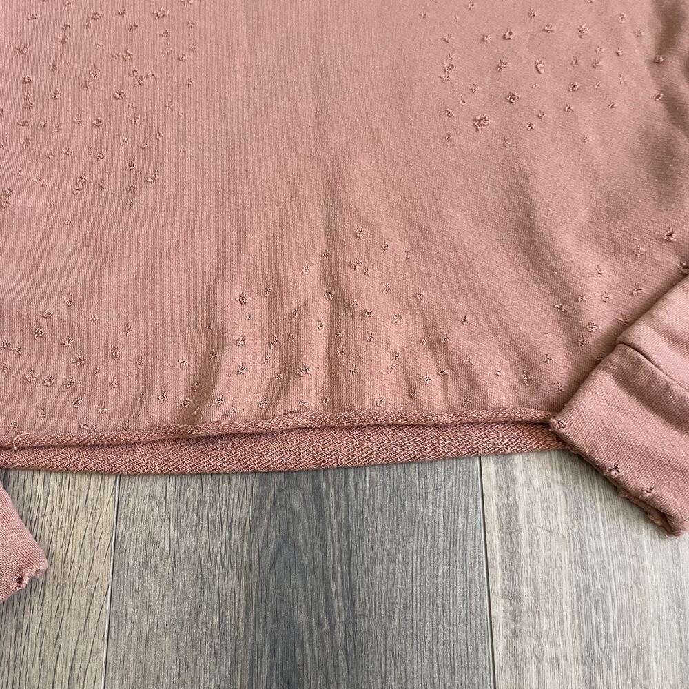 ALO Yoga Fierce Distressed Crewneck Cropped Pullover Sweatshirt Size XS Small * - Picture 6 of 10